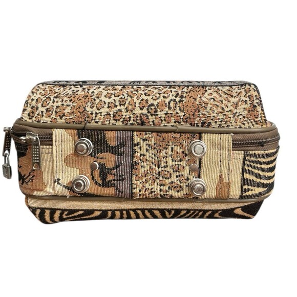 Bon Voyage Paris Travel Cosmetics Bag Animal Print Safari Tapestry - Picture 7 of 9
